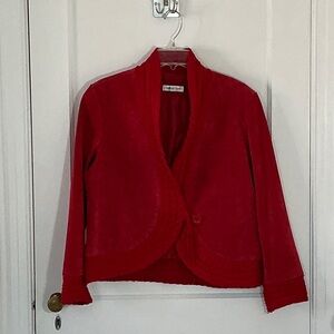 Vintage Pigskin Red Leather jacket with knit trim from Coldwater Creek, size M/L